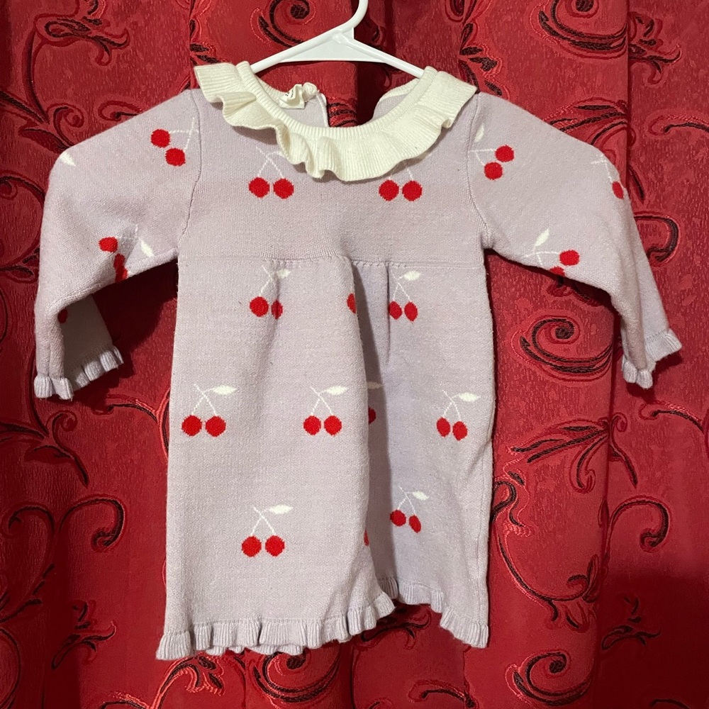 SHEIN Ruffled Tiered Pink and Red Long Sleeve Dress